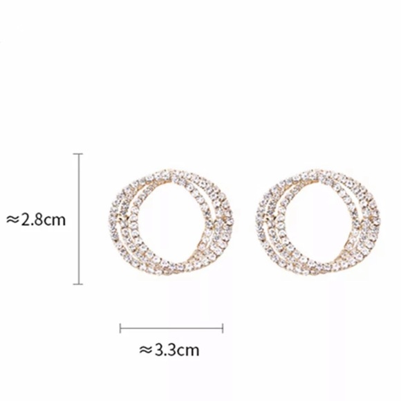 🌟 Beautiful Silver Circle Rhinestone Earrings - Picture 4 of 6